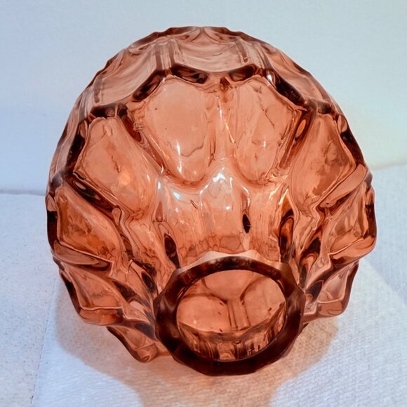Romantic Amber Rose Art Glass Vase Textured Abstract Bubble MCM VTG Home Decor - Picture 6 of 13
